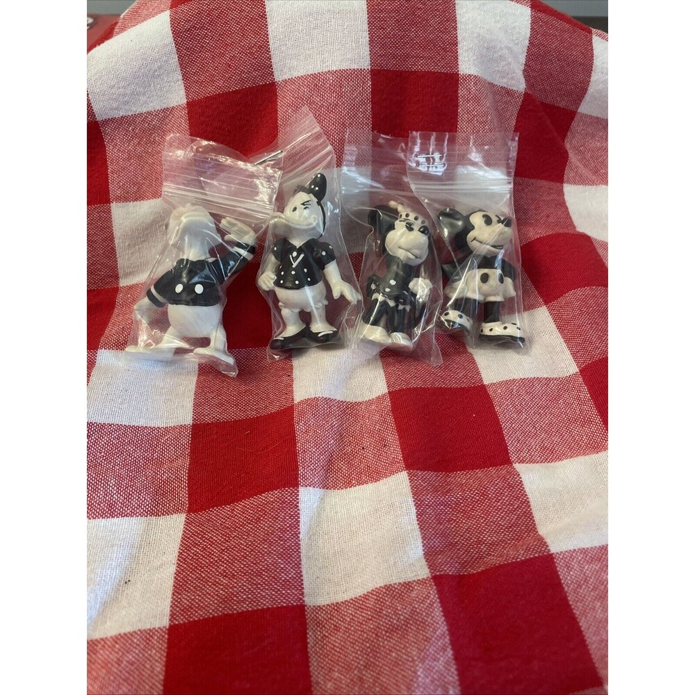 Lot Of 4 Black & White Vintage Bully Disney 2.7” Rare Toy Mickey Minnie Donal